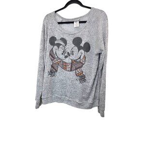 Disney Parks Mickey & Minnie Gray Grunge Street wear Holiday Sweater XL